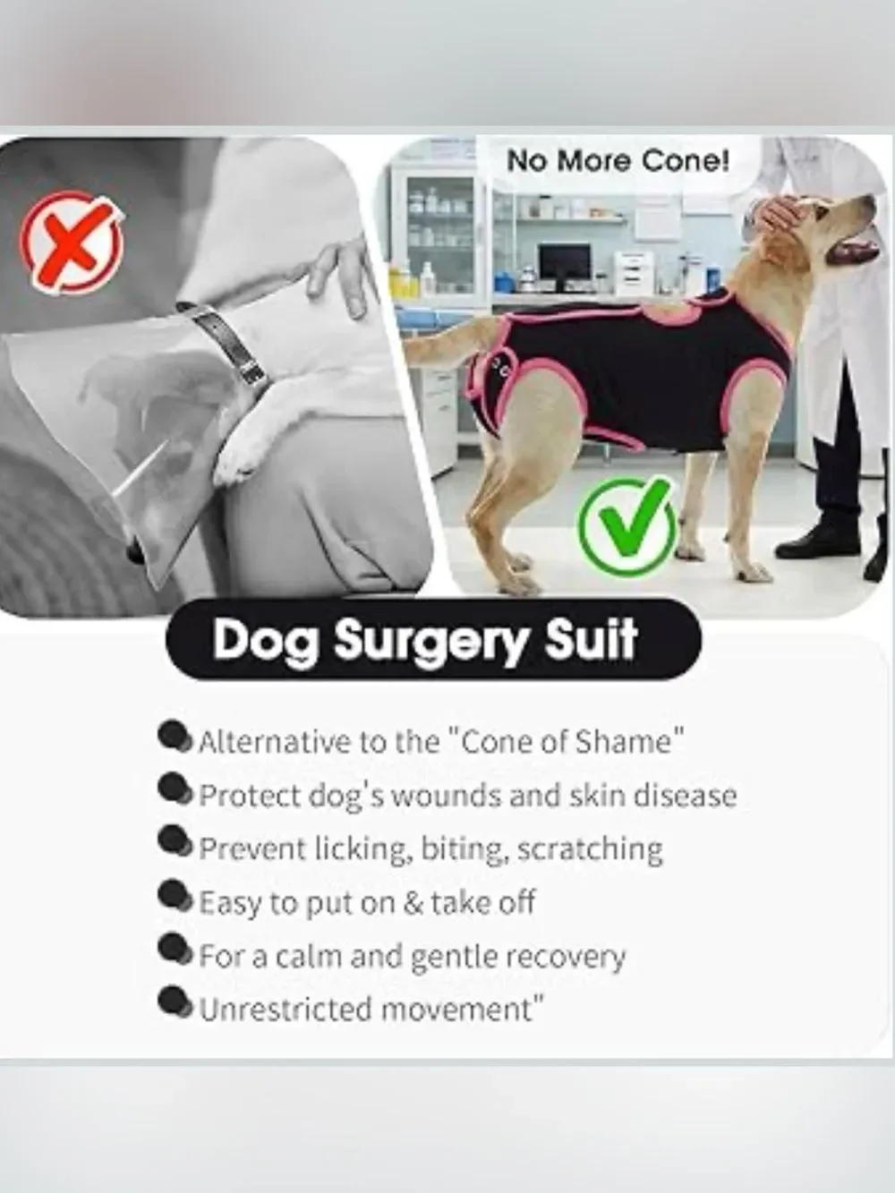 Dog Female Black Pink Post Operative Surgery Recovery Suit for Spaying XL NEW